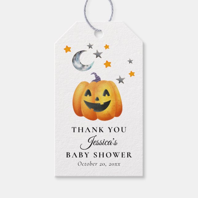 Little Boo Halloween Pumpkin Baby Shower Presentetikett (Framsidan)