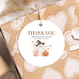 Little Boo Halloween Pumpkin Baby Shower Round Gåvor Etiketter
