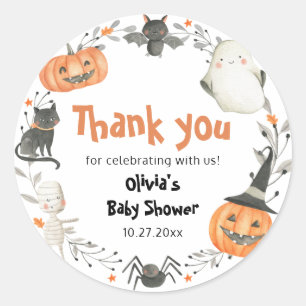 Little Boo Halloween Pumpkin Baby Shower Stickers Runt Klistermärke