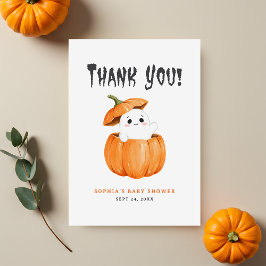 Little Boo Halloween Pumpkin Baby Shower Tack Kort