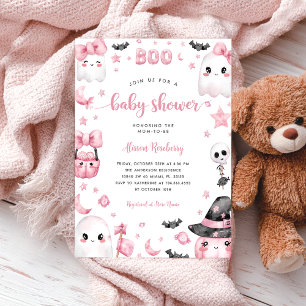 Little Boo Halloween Rosa Ghost Baby Shower Inbjudningar