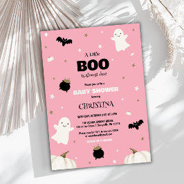 Little Boo Halloween Rosa Girl Baby Shower Inbjudningar