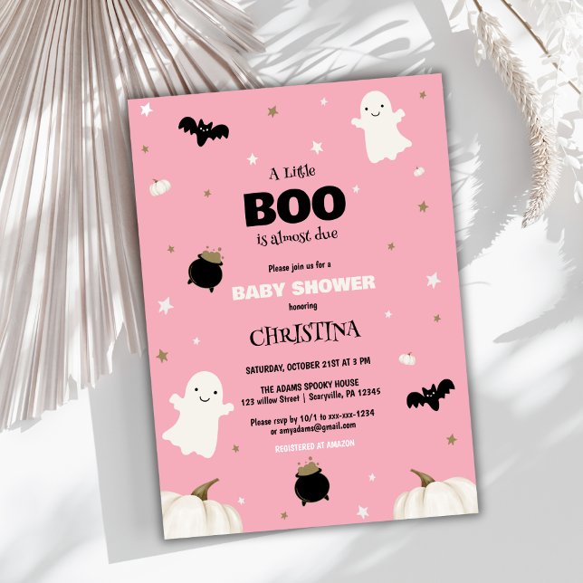Little Boo Halloween Rosa Girl Baby Shower Inbjudningar (Skapare uppladdad)