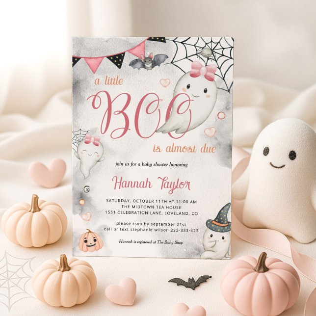 Little Boo Halloween Rosa Girl Girl Ghost Baby Sho Inbjudningar (Skapare uppladdad)