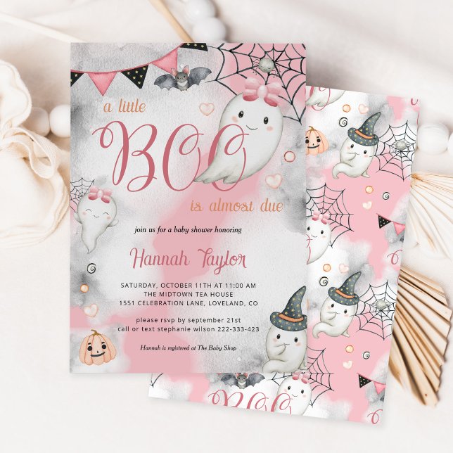 Little Boo Halloween Rosa Girl Girl Ghost Baby Sho Inbjudningar (Skapare uppladdad)
