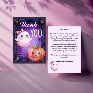 Little boo Halloween rosa söt spökbabydusch Tack Kort