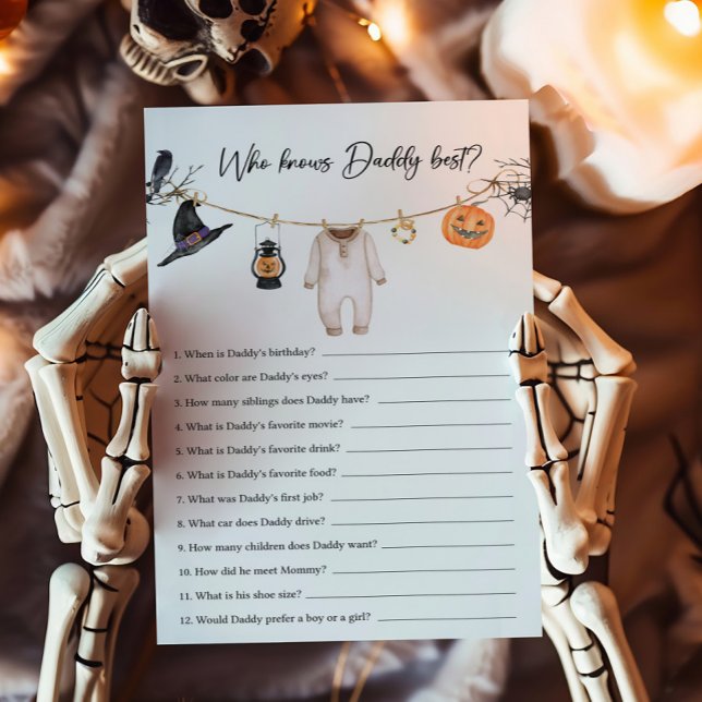Little Boo Halloween som känner pappa Best Game (Halloween Baby Clothes Baby Shower Who knows Daddy Best Game)