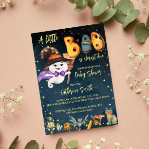 Little boo Halloween söt baby spökbabydusch Inbjudningar