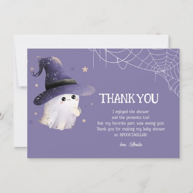 Little Boo Halloween-spökbabydusch Tack Kort (Framsida)
