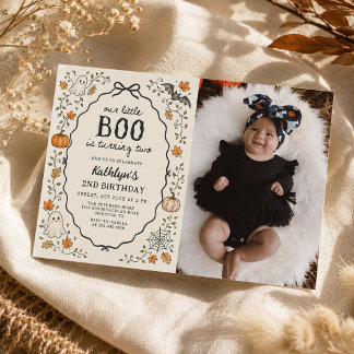 Little Boo Halloween-spöke 2-års födelsedagsfoto Inbjudningar