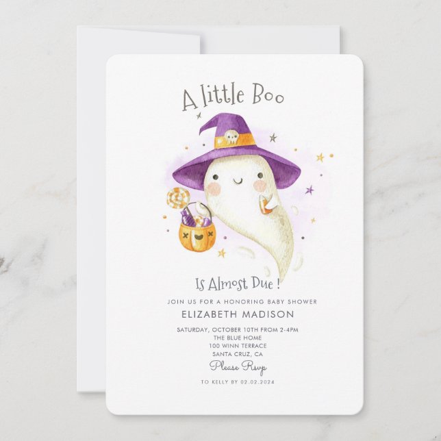 Little Boo Halloween Theme Fall Baby Shower Inbjudningar (Framsida)