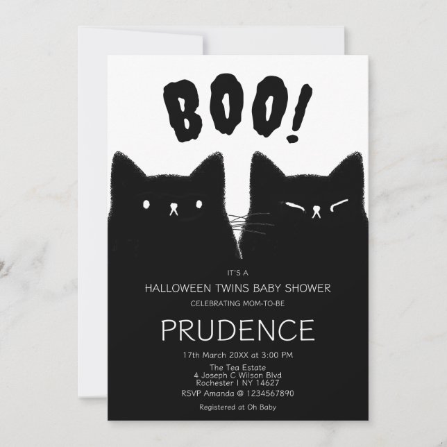 Little Boo Halloween Twillingar Baby Shower Inbjudningar (Framsida)
