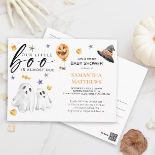 Little Boo Halloween Watercolor Baby Shower Vykort