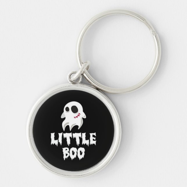 Little Boo In Halloween Cool Graphic Rund Silverfärgad Nyckelring (Framsidan)