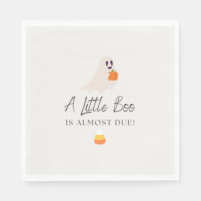 Little Boo Is Almost Due Halloween Baby Shower Pappersservett (Framsidan)