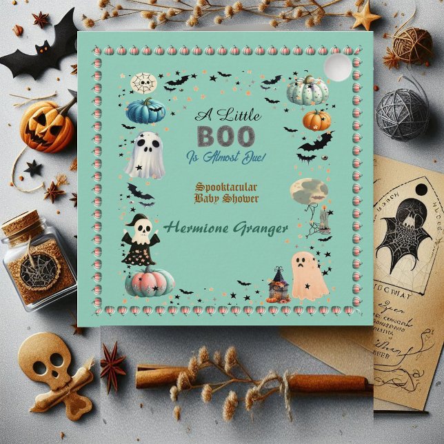 Little BOO is due Ghost Pumpkin Spooky Baby Shower Gåvor Etiketter (Little BOO Is Due Ghost Pumpkin Spooky Baby Shower Favor Tags)