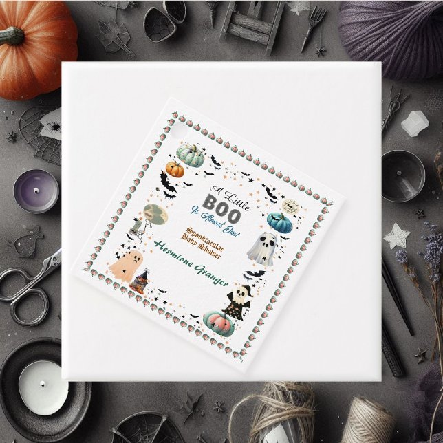 Little BOO is due Ghost Pumpkin Spooky Baby Shower Gåvor Etiketter (Little BOO Is Due Ghost Pumpkin Spooky Baby Shower Favor Tags)