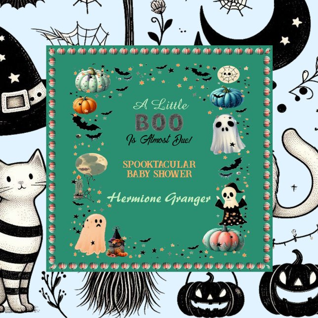 Little BOO is due Ghost Pumpkin Spooky Baby Shower Pappersservett (Little BOO Is Due Ghost Pumpkin Spooky Baby Shower Napkins)