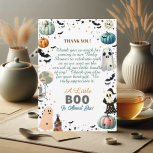 Little BOO is due Ghost Pumpkin Spooky Baby Shower Tack Kort