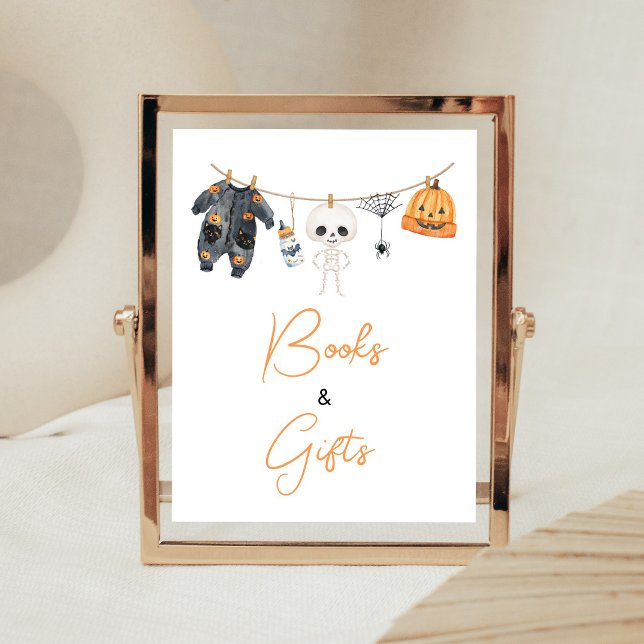 Little Boo Klädstreck Böcker och Gåvor Skylt (Ghost Clothesline Baby Shower Books and Gifts Sign)
