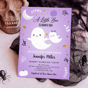 Little Boo Lila Ghost Pumpkin Baby Shower Inbjudningar