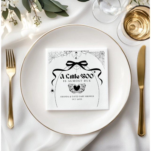 Little Boo Minimum Gothic Halloween Baby Shower Pappersservett (Skapare uppladdad)