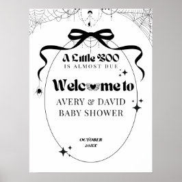 Little Boo Minimum Gothic Halloween Baby Shower Poster