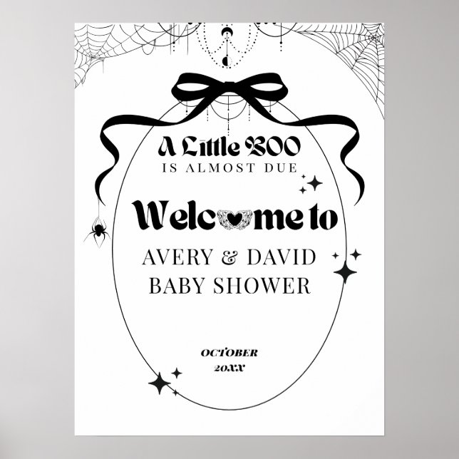Little Boo Minimum Gothic Halloween Baby Shower Poster (Framsidan)