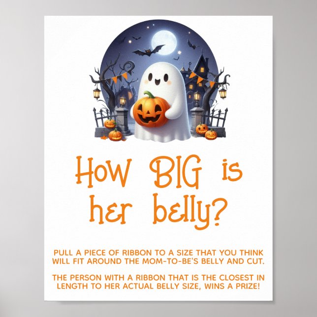 Little Boo Neutralt Baby Shower Big Belly Game Sig Poster (Framsidan)