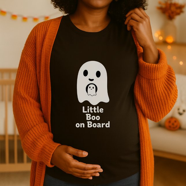 Little Boo ombord på Ghost Moderskap Halloween T Shirt (Skapare uppladdad)