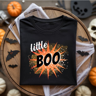 Little Boo   Orange Halloween T Shirt