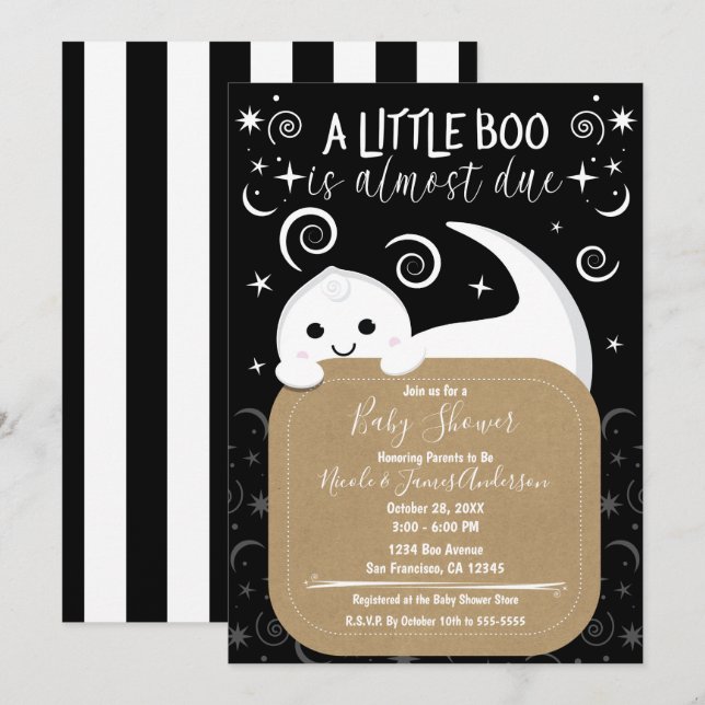 Little Boo Peeking Ghost Halloween Baby Shower Inbjudningar (Fram/baksida)