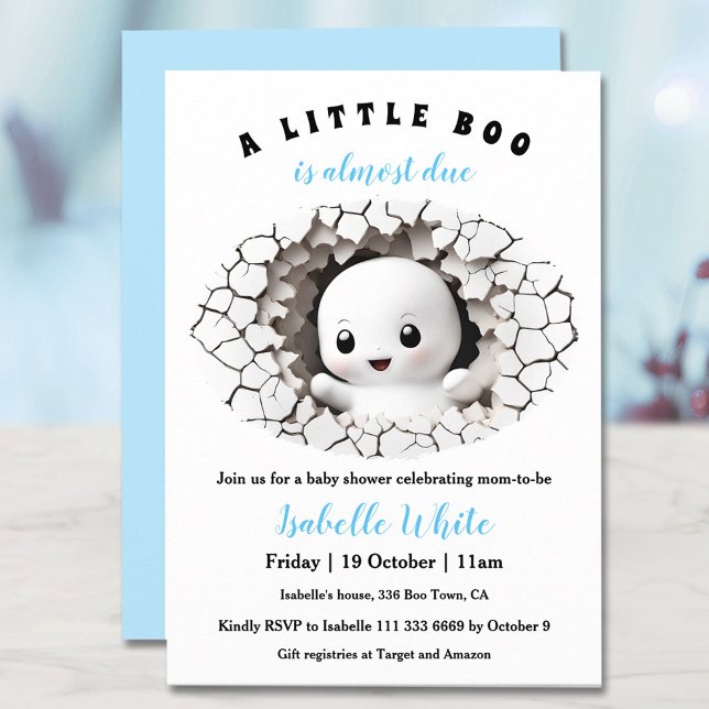 Little Boo Peeking Halloween Boy Shower Inbjudningar (Little Boo Peeking Halloween Boy Baby Shower Invitation)