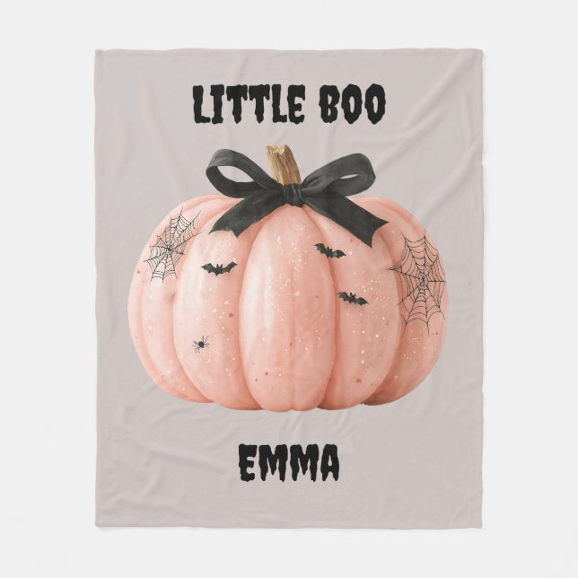 Little Boo Personlig Halloween Pumpkin Fleecefilt (Framsidan)