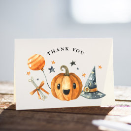 Little Boo Pumpkin Halloween Baby Shower Tack Kort