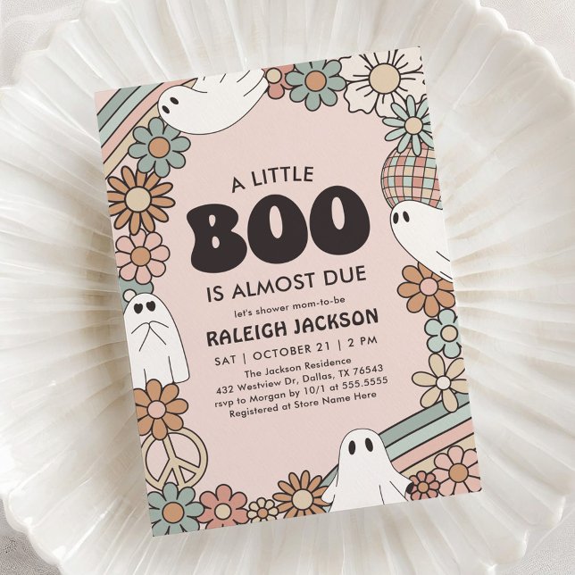 Little Boo Retro Halloween Baby Shower Inbjudningar (Skapare uppladdad)
