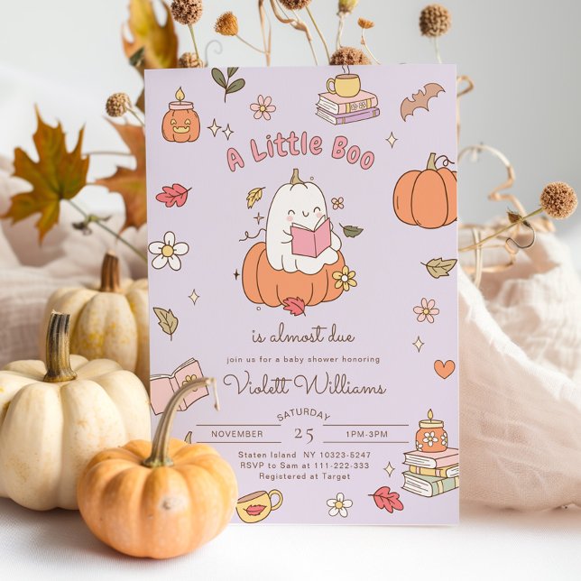 Little Boo Retro Lila Fall Baby Shower Inbjudningar (Skapare uppladdad)