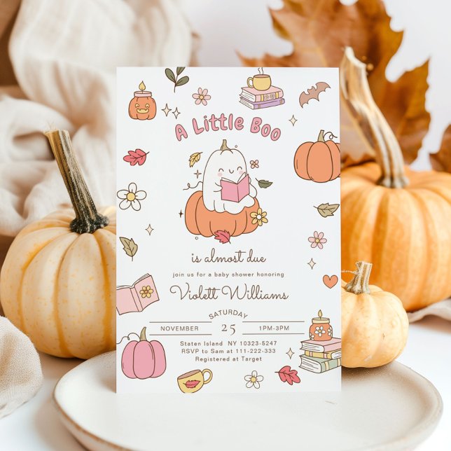 Little Boo Retro Rosa Fall Baby Shower Inbjudningar (Skapare uppladdad)