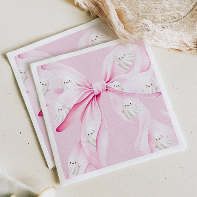 Little Boo ROSA Bow Baby Shower Pappersservett (Skapare uppladdad)