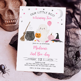Little Boo Rosa Ghost Halloween 2:a födelsedagen Inbjudningar
