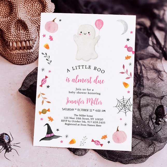 Little Boo Rosa Ghost Halloween Baby Shower Inbjudningar (Skapare uppladdad)