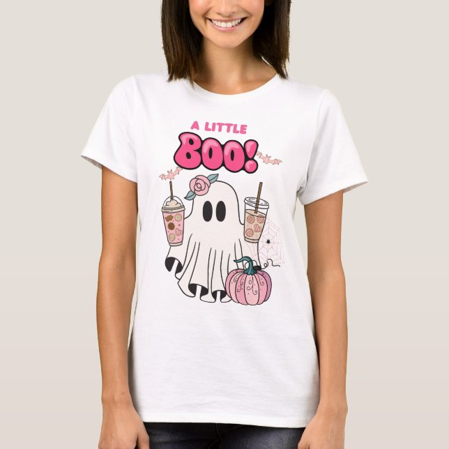 Little Boo Rosa Ghost Halloween T Shirt (Framsida)