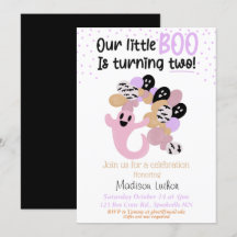Little Boo Rosa Girl Ghost Second Birthday Invita