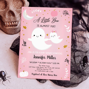 Little Boo Rosa Guld Ghost Pumpkin Baby Shower Inbjudningar