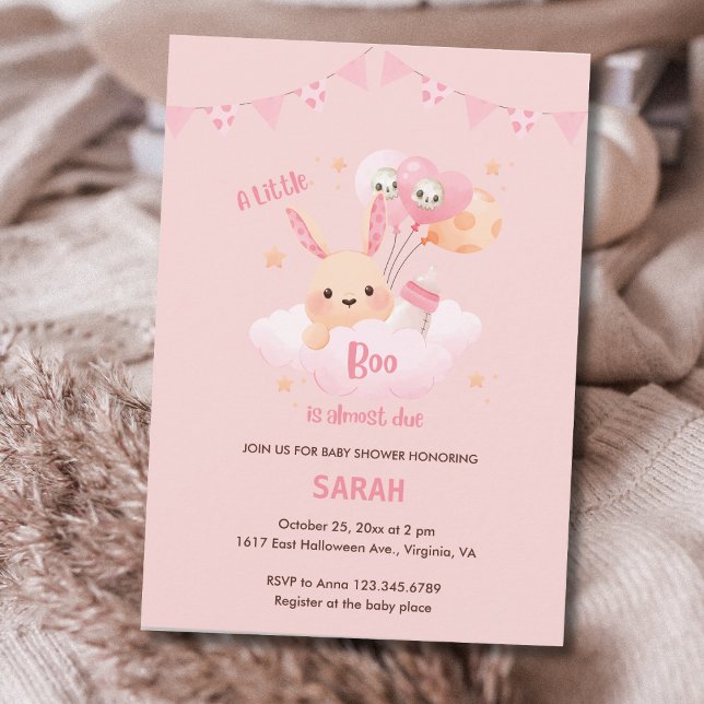 Little Boo Rosa Halloween Baby Shower-inbjudningar Inbjudningar (Little Boo Pink Halloween Baby Shower Invitations)