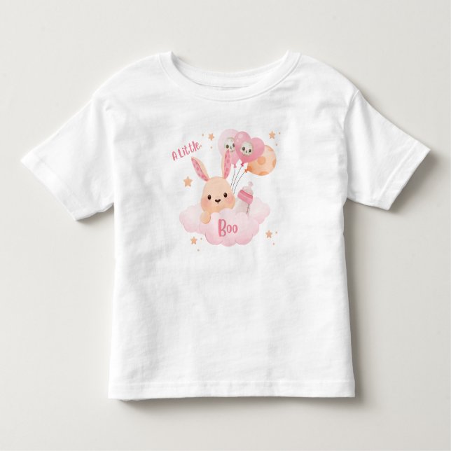 Little Boo Rosa Halloween Baby Shower T Shirt (Framsida)