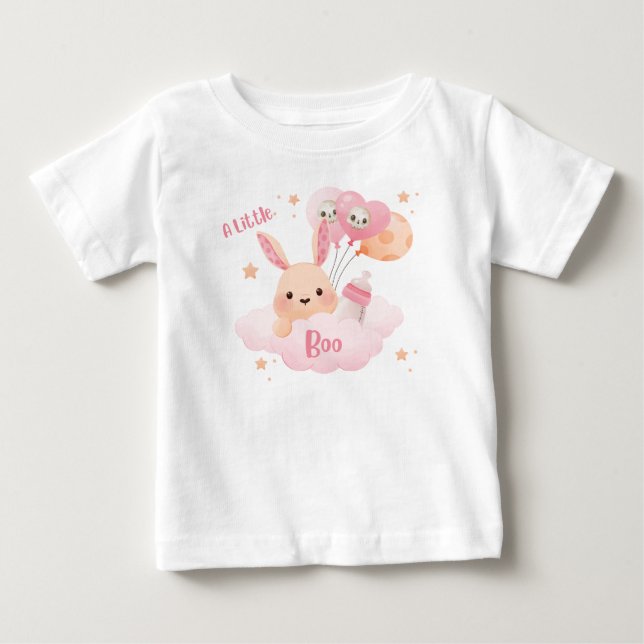 Little Boo Rosa Halloween Baby Shower T Shirt (Framsida)