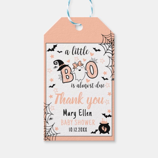 LITTLE BOO ROSA HALLOWEEN BABY SHOWER TACK PRESENTETIKETT (Framsidan)