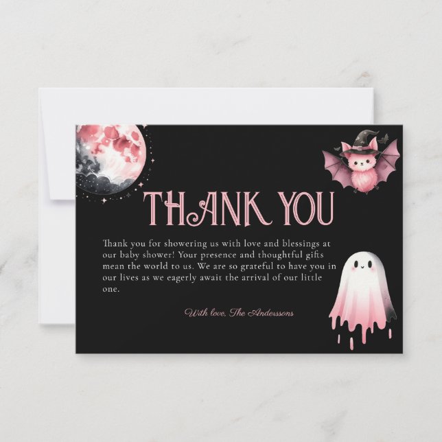 Little Boo Rosa Halloween Ghost Baby Shower Tack Kort (Framsida)