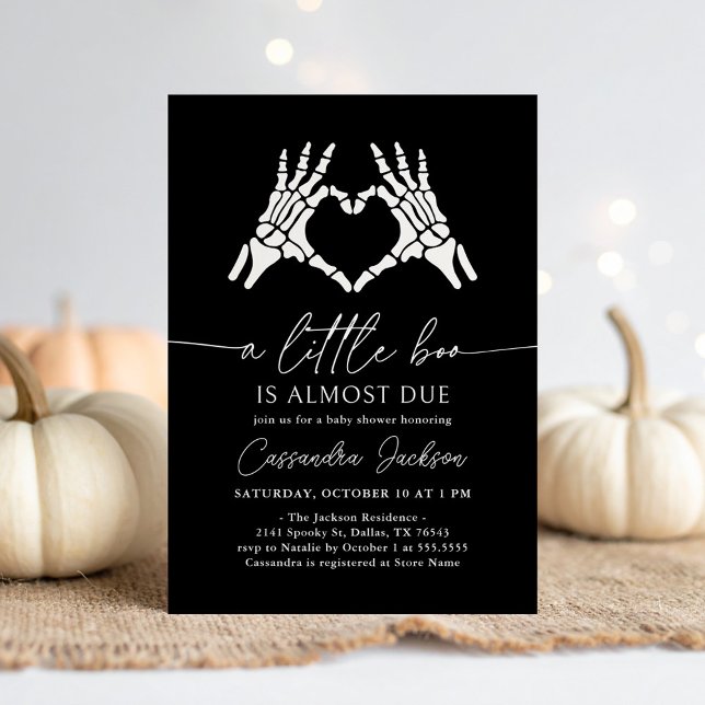 Little Boo Skeleton Heart Händer Baby Shower Inbjudningar (Skapare uppladdad)